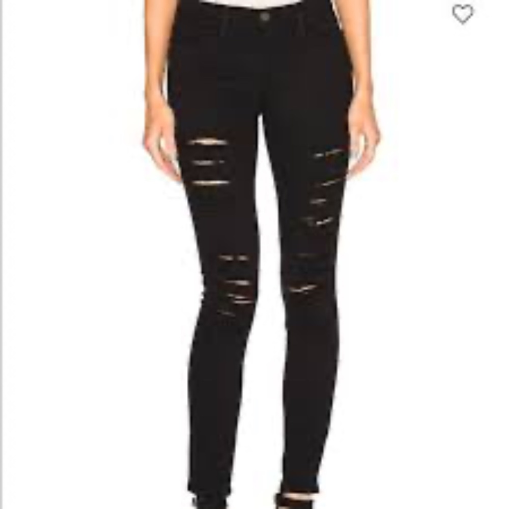 Frame Denim ‘Le Skinny de Jeanne’ Distressed Black Jeans